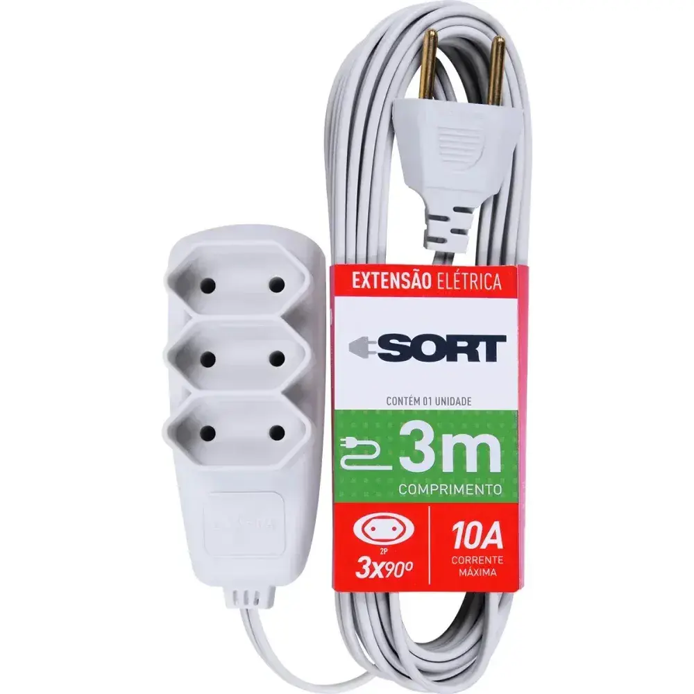 Extensão elétrica com cordão paralelo 3M gelo Daneva — fotografia 4