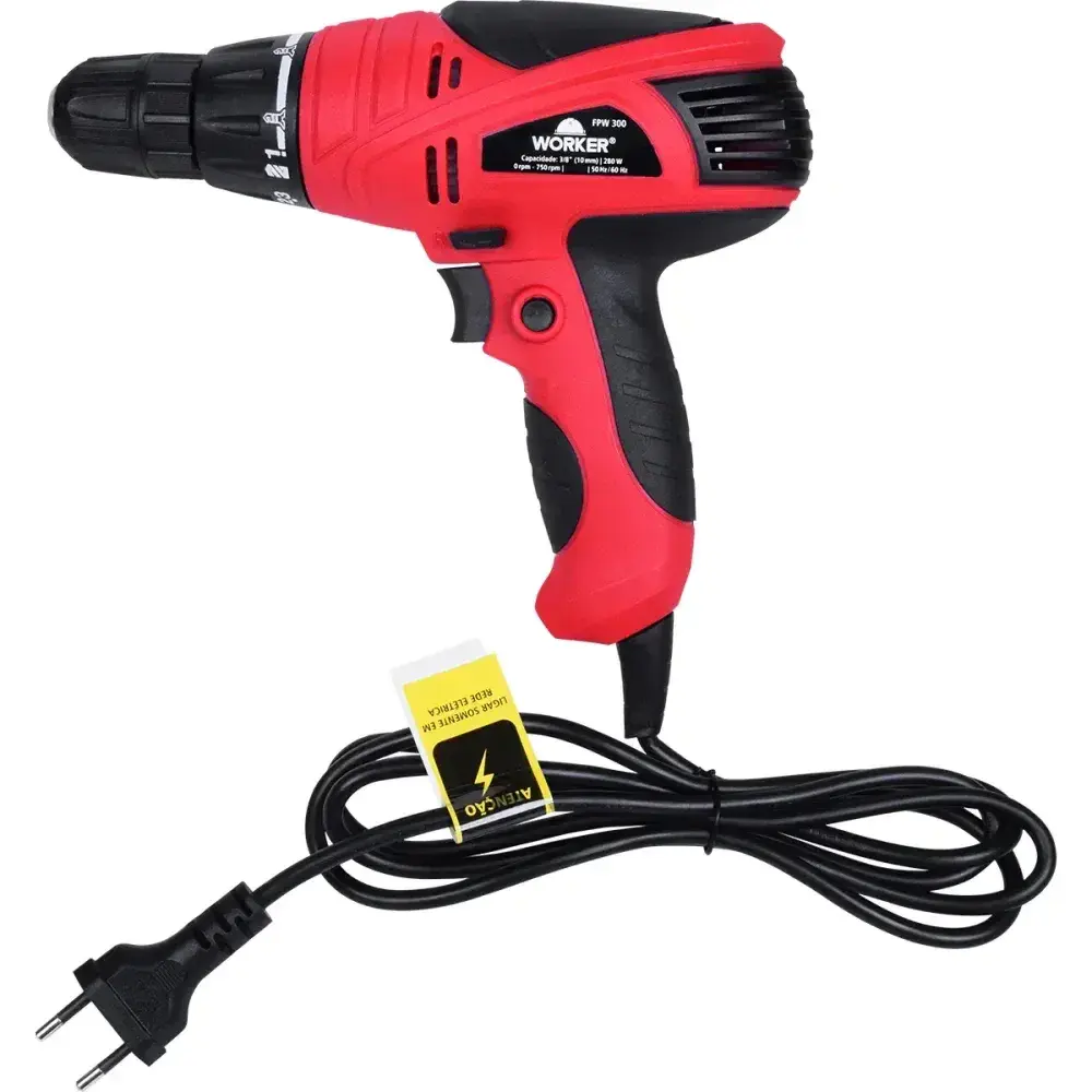 Furadeira parafusadeira 3/8” 10MM 280W 220V FPW300 Worker — fotografia de referência