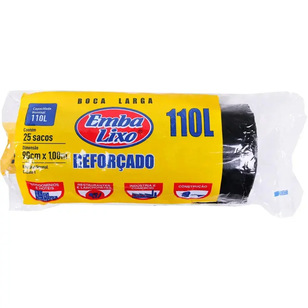 Saco de lixo profissional 110L preto 25 peç Embalixo — fotografia 5