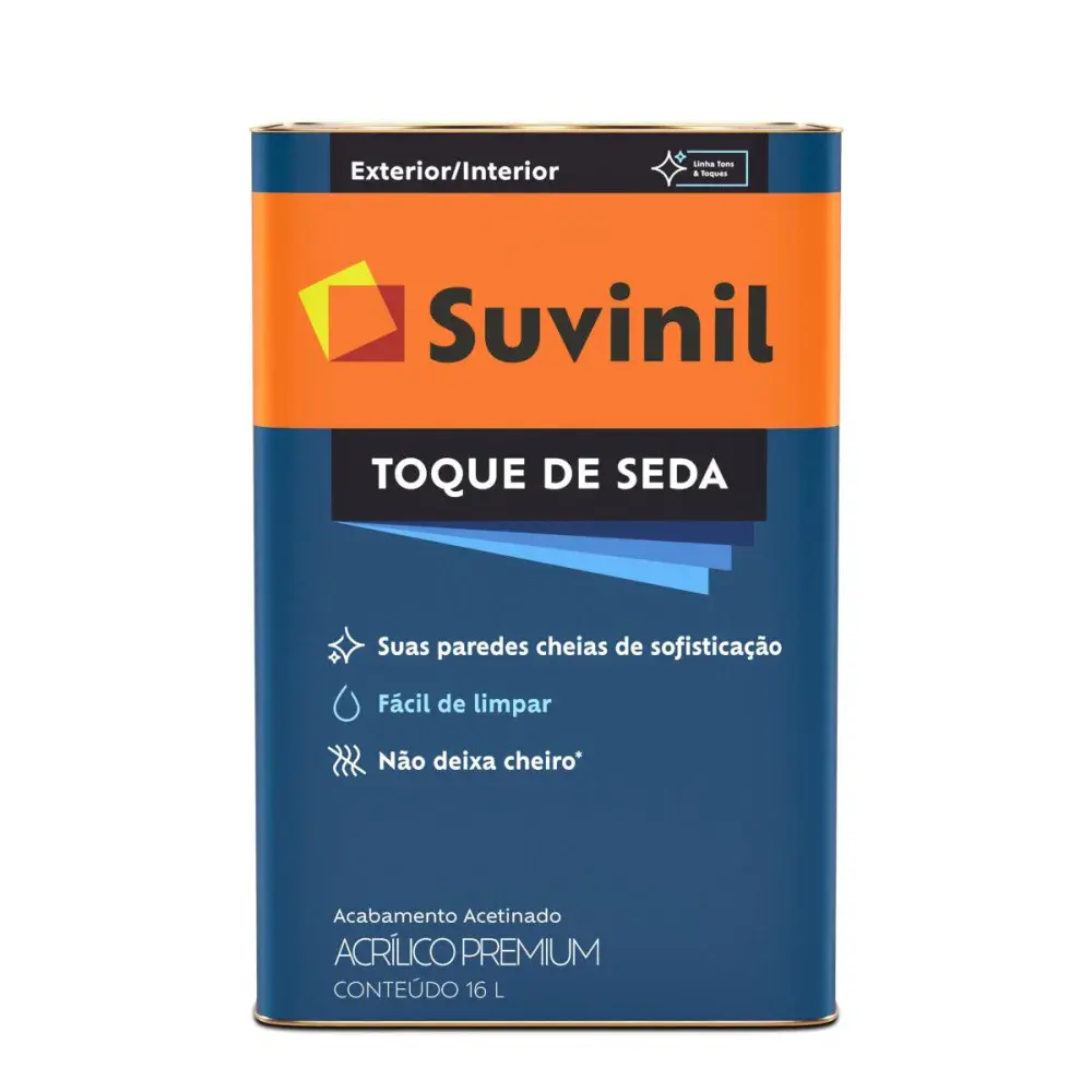 Tinta acrílica toque de seda acetinado branca 18L Suvinil — fotografia de referência