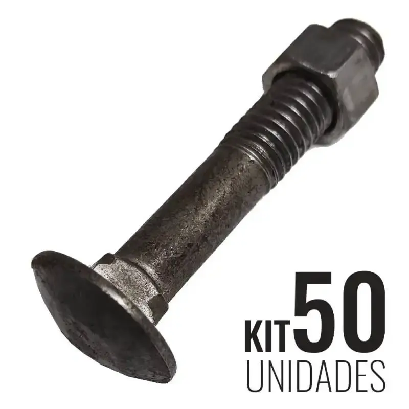 Parafuso francês 7/16 x 2.1/2 POL aço carbono com porca kit com 50 unidades Belenus — fotografia de referência