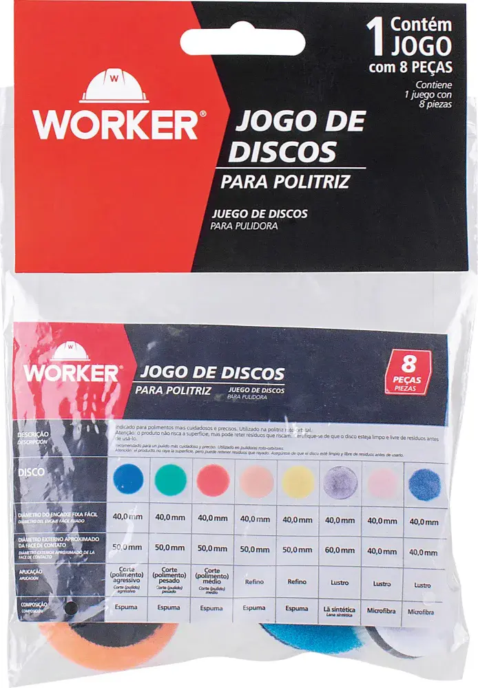 Jogo de disco para politriz roto orbital 8 peç Worker — fotografia de referência