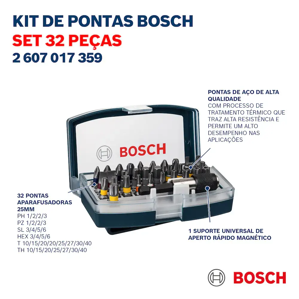 Kit de pontas para parafusar com 32 peças BOSCH — fotografia 8