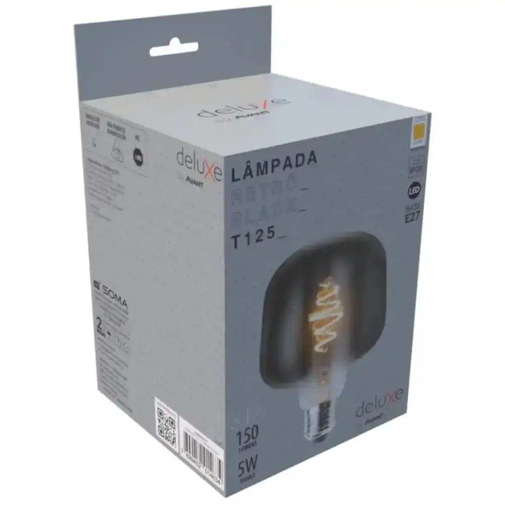 Lâmpada LED retrô black T125 5W 2200K Avant — fotografia 3