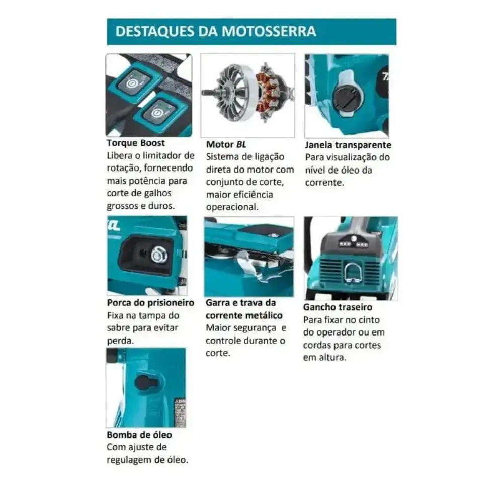 Motosserra à bateria 36V 5AH e carregador duplo DUC306PT2 Makita — fotografia 4