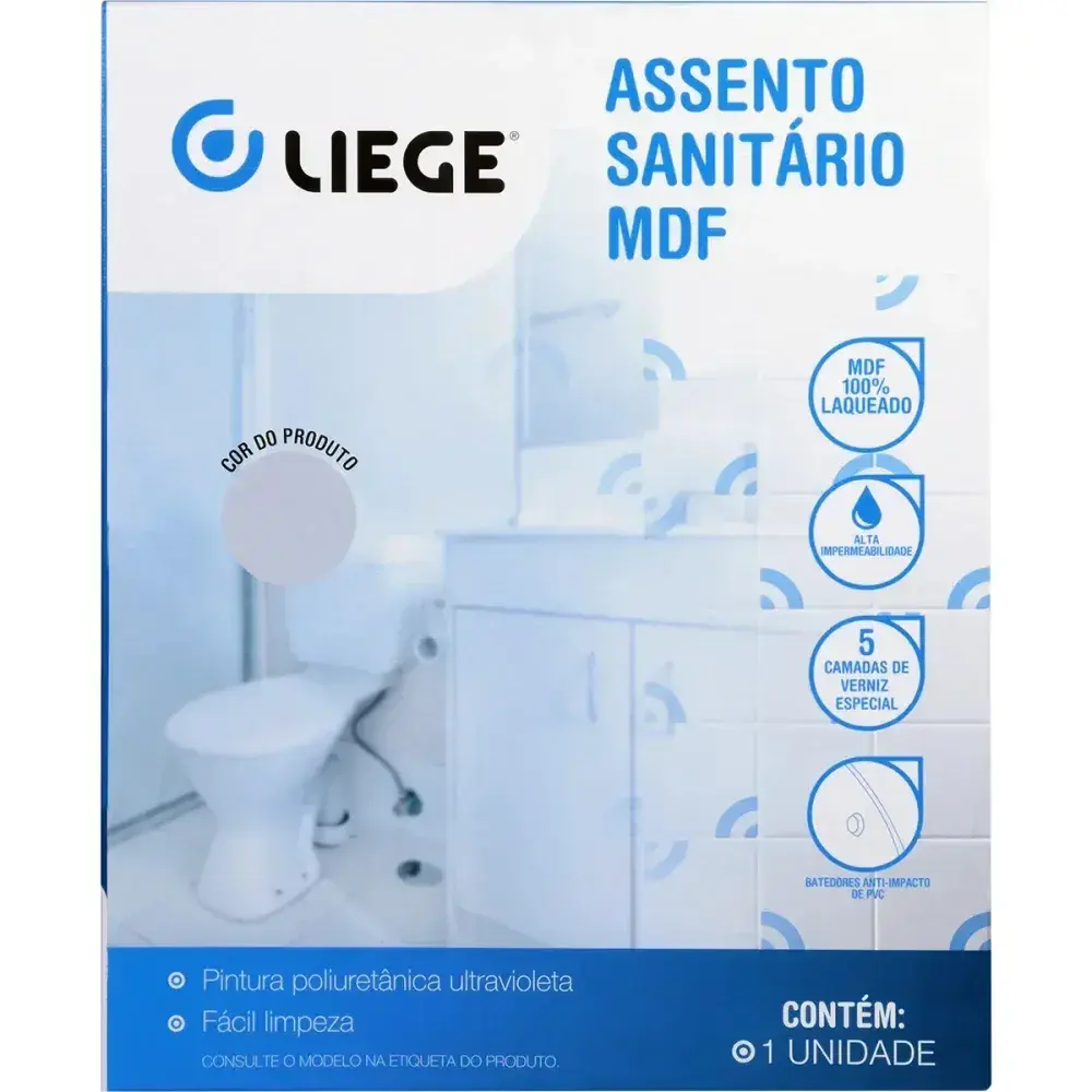 Assento sanitário em mdf laqueado convencional cinza claro Liege — fotografia 8