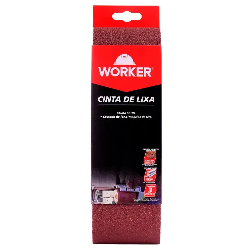 Lixa cinta 75 x 533MM grão 40 costado de lona 3 peç Worker — fotografia 2