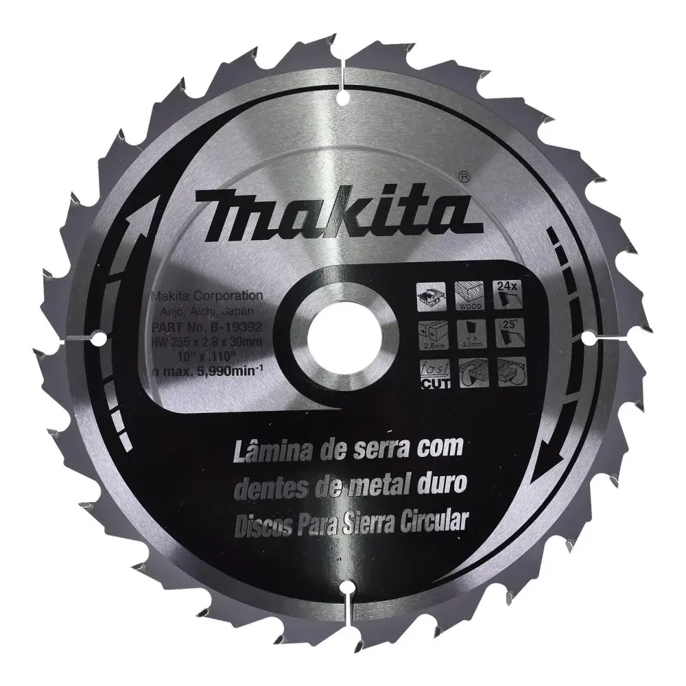 Disco de serra circular 10 24 dentes madeira B-19392 Makita — fotografia de referência