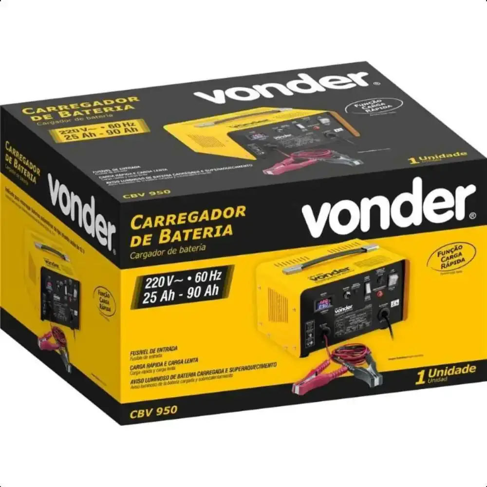 Carregador de bateria 25 a 90 ampère-hora 12 volts Vonder — fotografia 5
