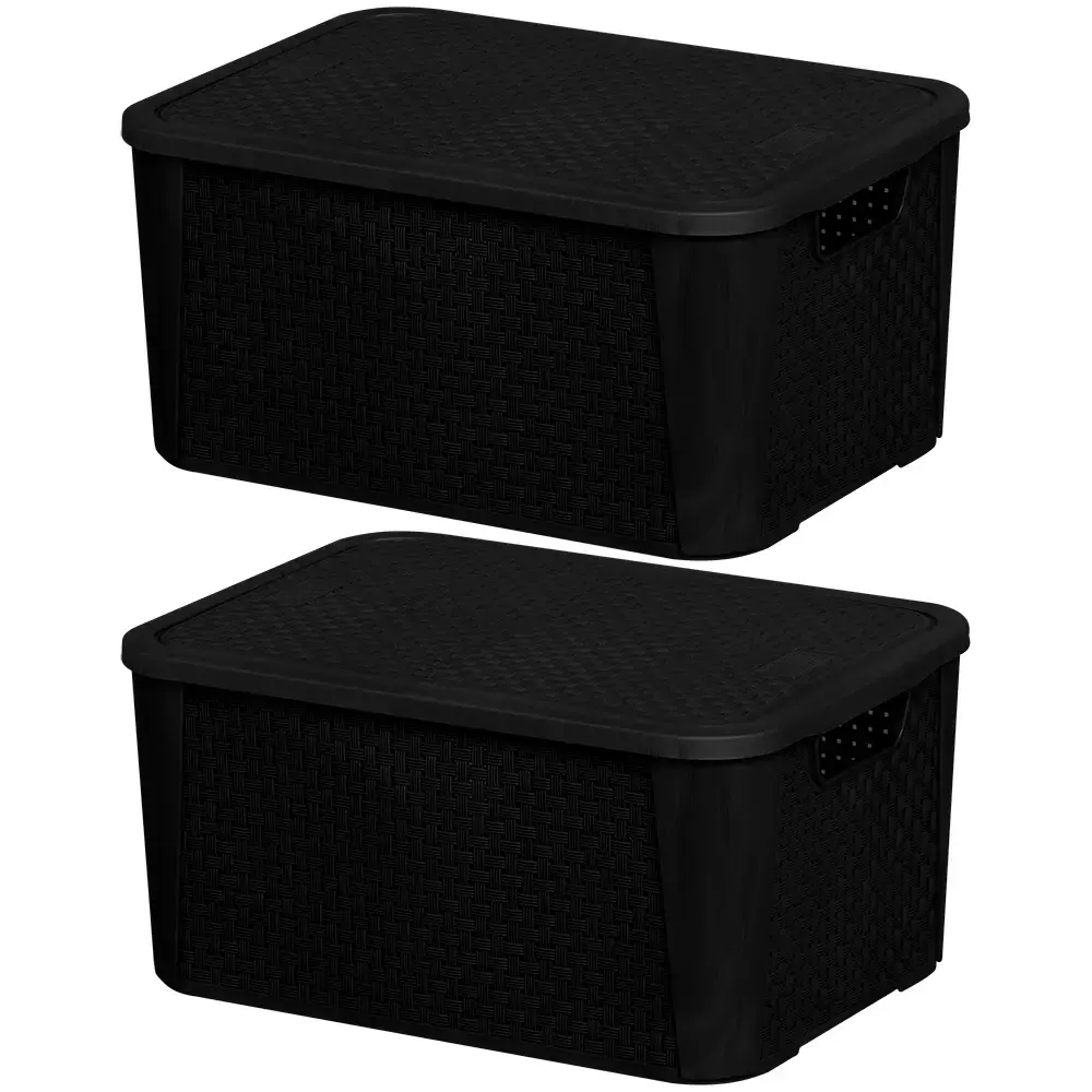 Caixa organizadora rattan 8,8 litros 2051 com 2 unidades Plasnew