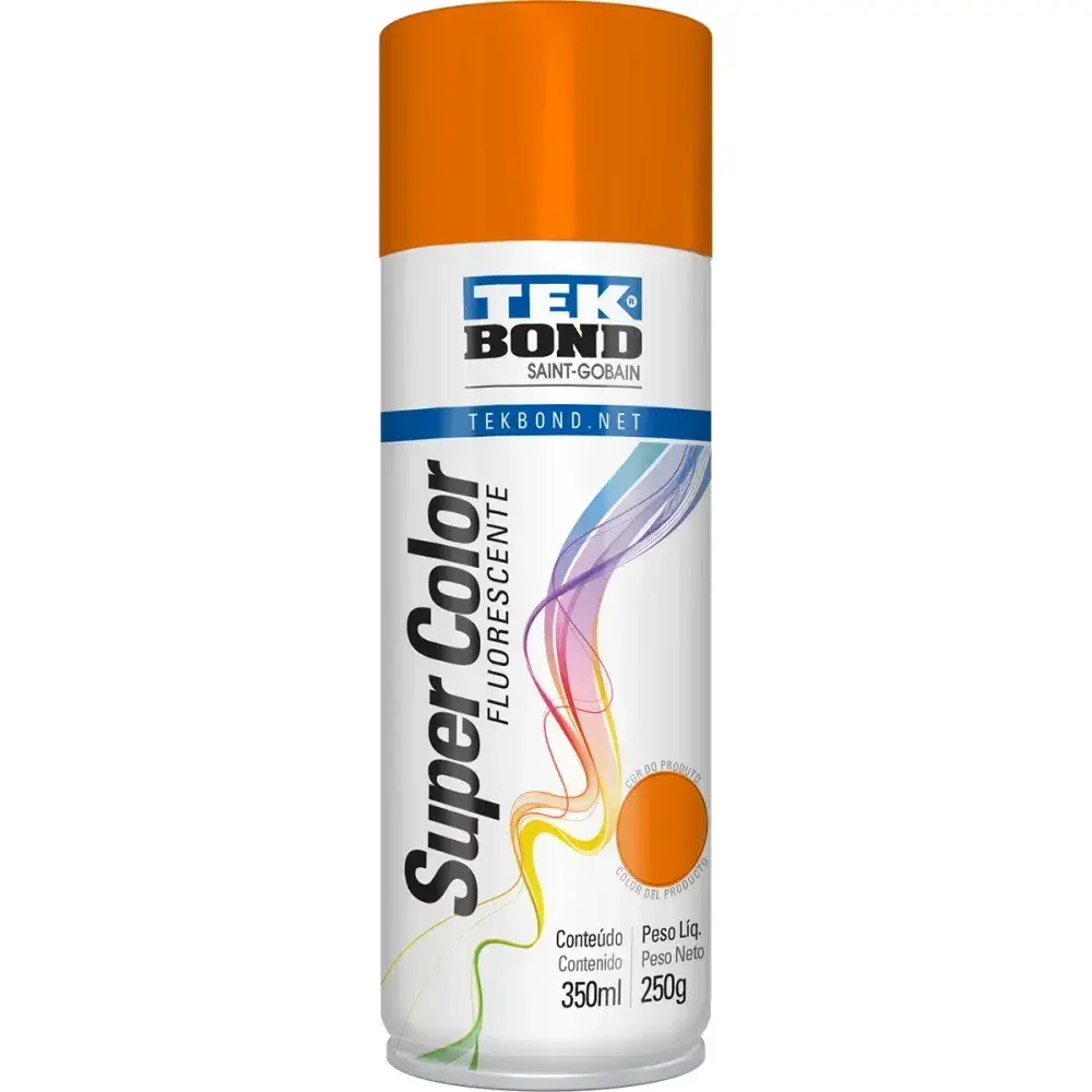 Tinta spray uso geral laranja floures 350ML Tekbond — fotografia 2