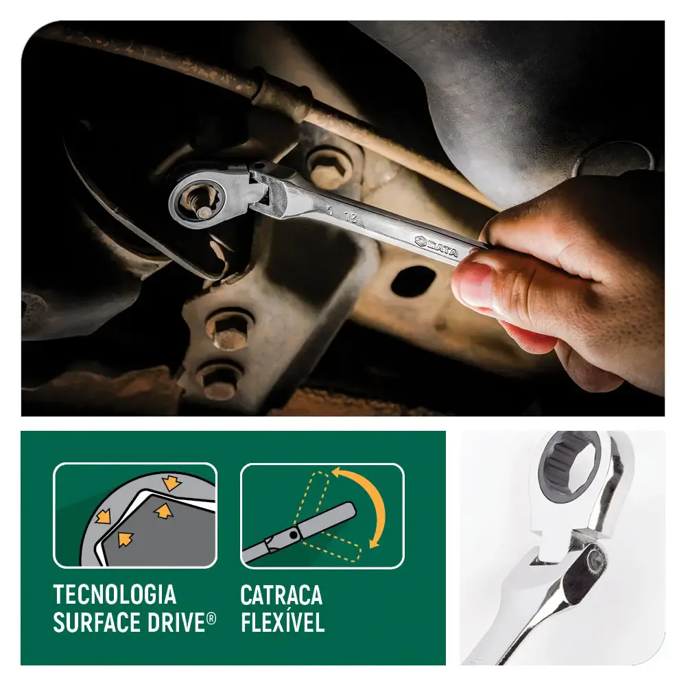 Chave combinada 13MM catraca cabeça flexível ST46404ST Sata — fotografia 3