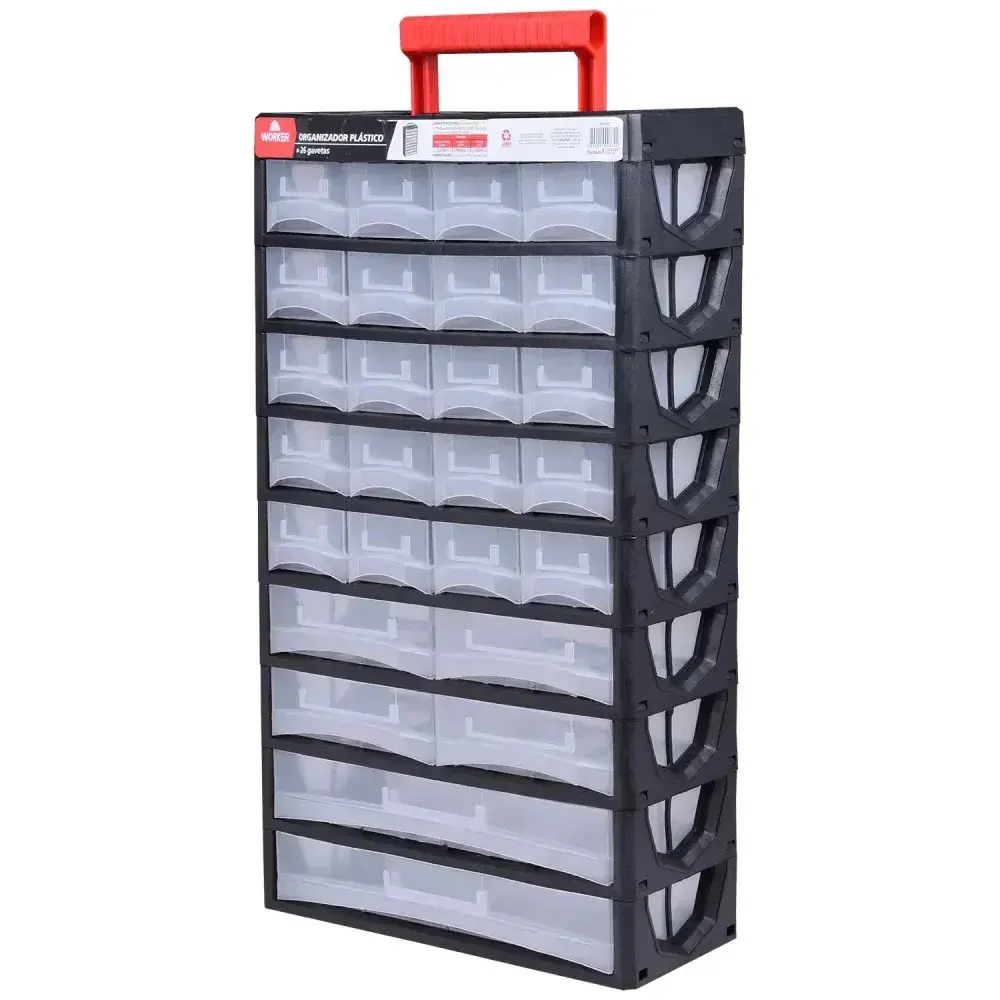 Organizador plástico 26 gavetas 31,5X14X56,5CM Worker — fotografia 9