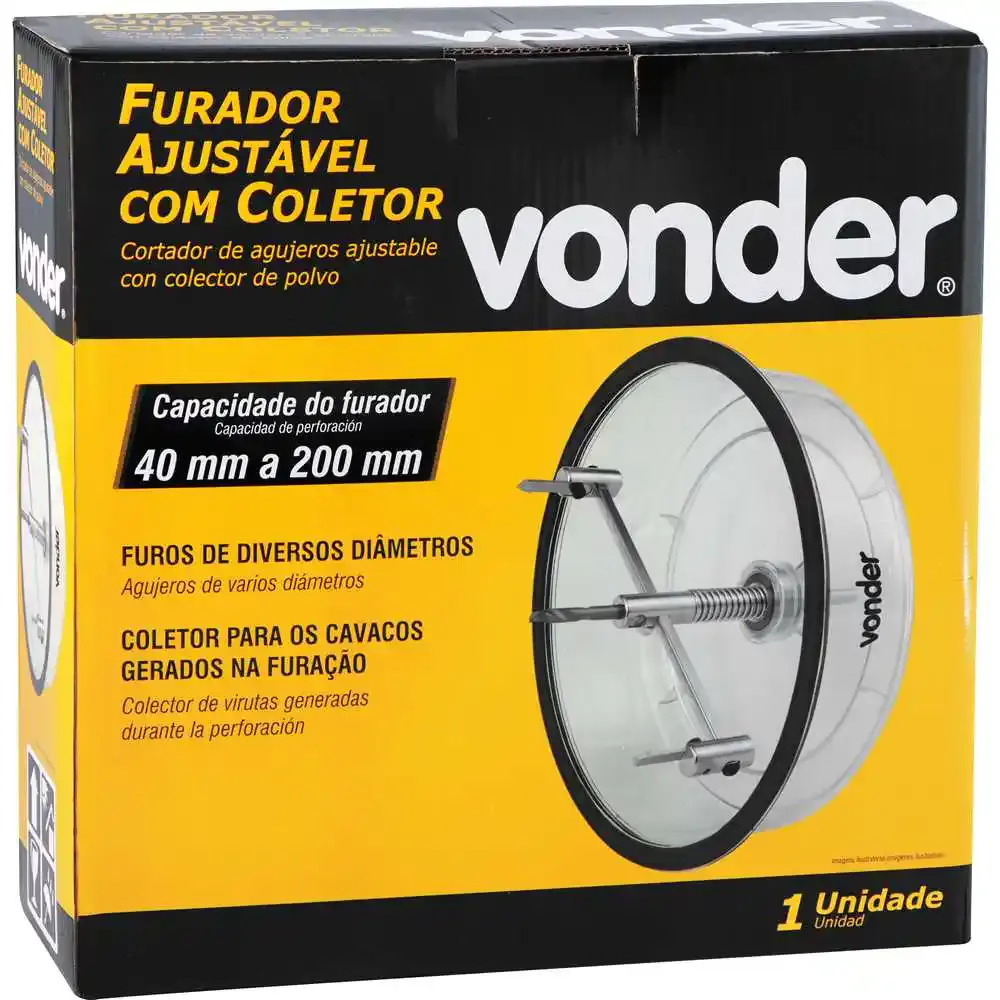 Furador Ajustável 40 a 200 mm com Coletor Vonder — fotografia 5