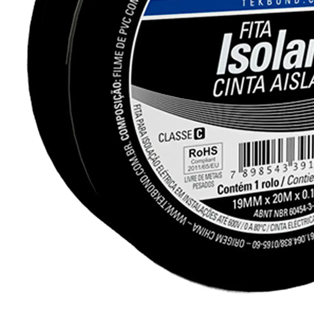 Fita Isolante 19mm x 20m x 0.13mm 21131001920 TEKBOND — fotografia 4