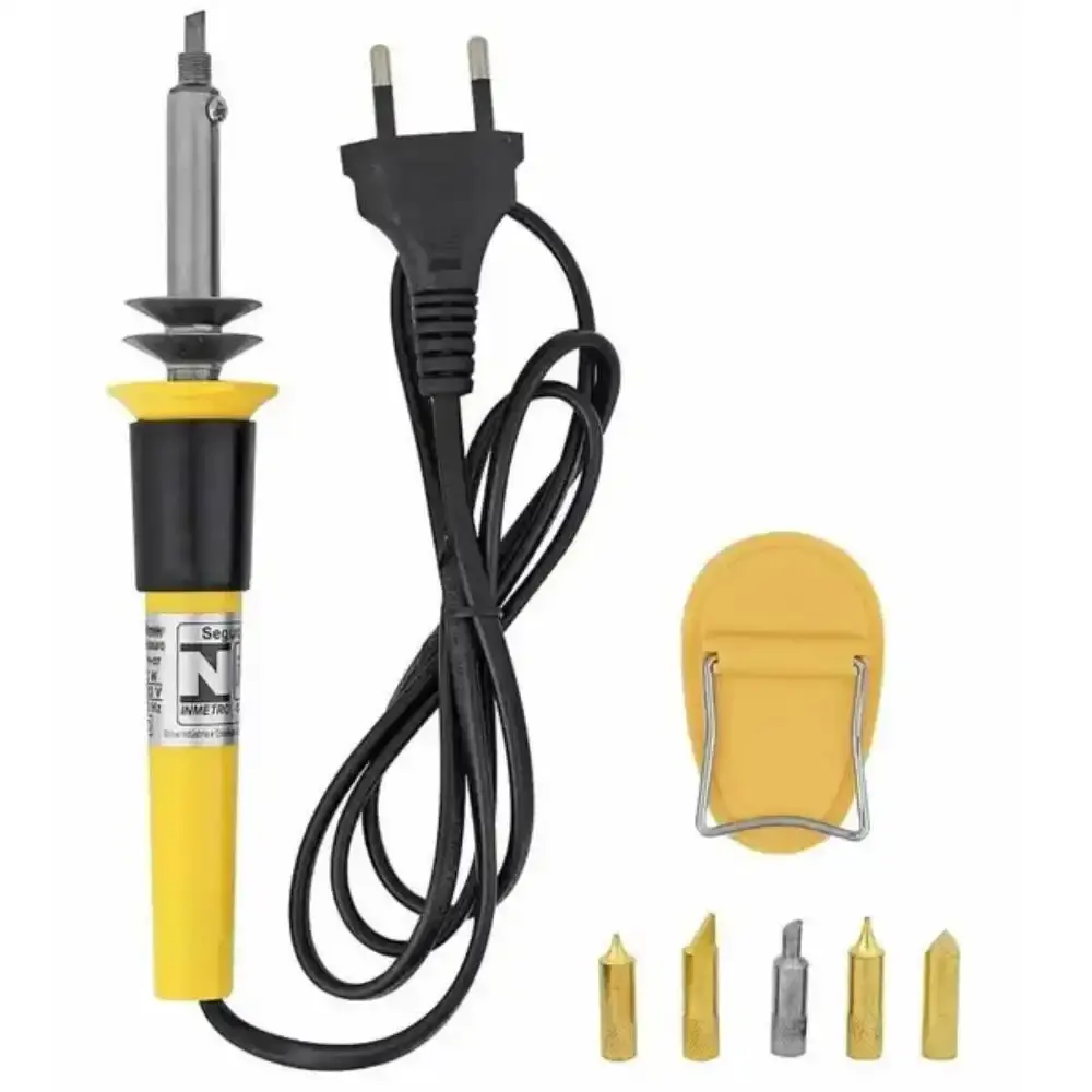 Pirógrafo e ferro de solda 30W gravação em madeira kit com 5 pontas PI-06 Western 220 V — fotografia 5