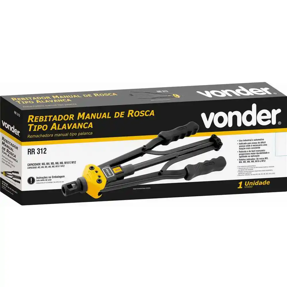 Rebitador POP profissional de rosca tipo alavanca RR 312 do M3 ao M12 Vonder — fotografia 6