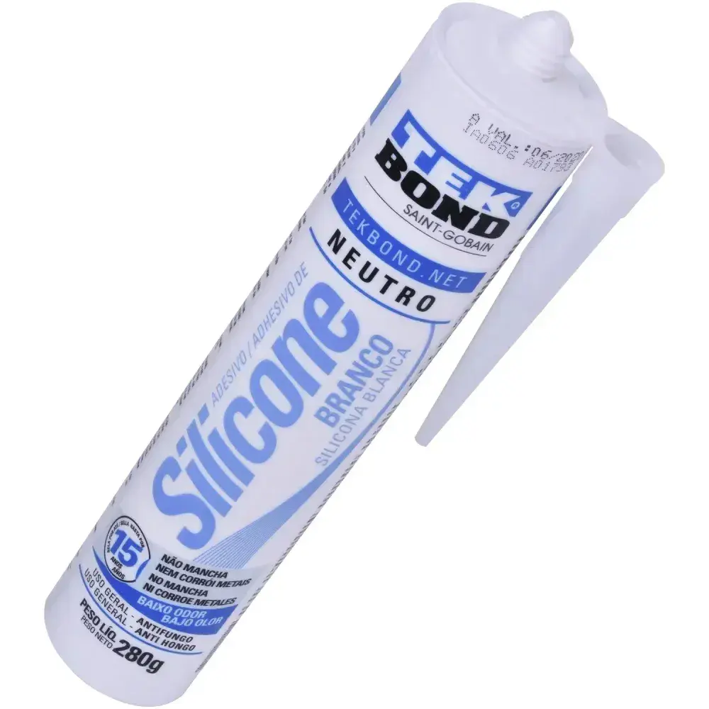 Silicone neutro branco tubo 280GR Tekbond — fotografia 9