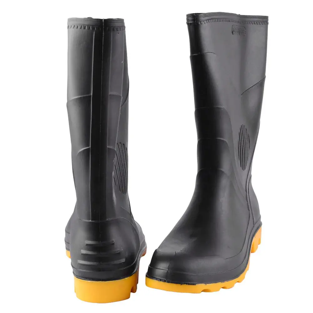 Bota de pvc preta com amarela Nº39 340 pega forte Grendene — fotografia 3