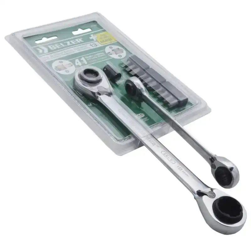Jogo de chave catraca quadbox 6X + bits de 8 à 19 MM com 13 peças Belzer — fotografia 3