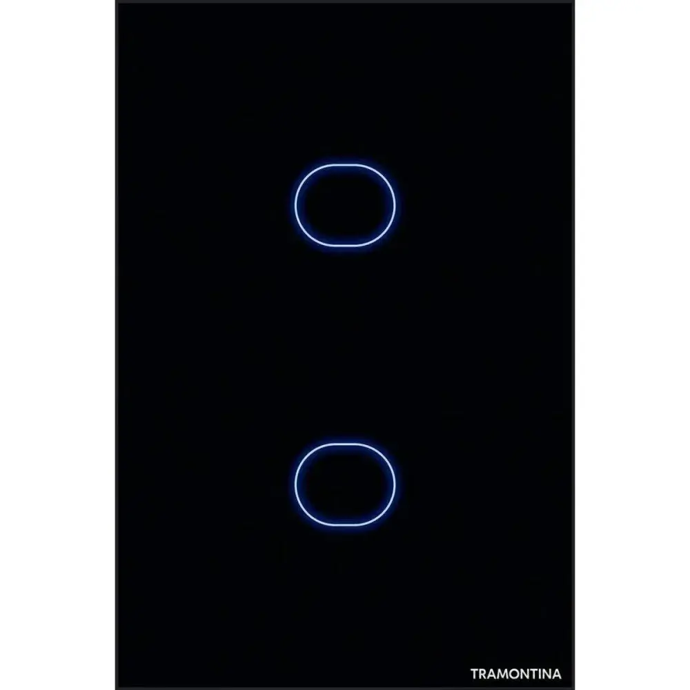 Interruptor touch smart de 2 canais preto Tramontina — fotografia 3