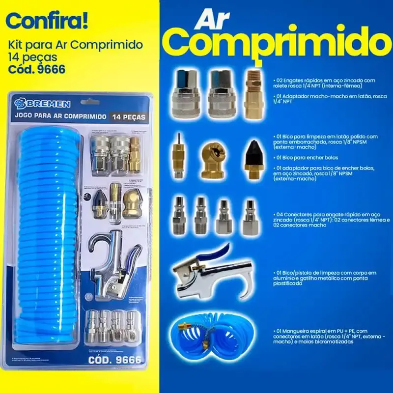 Kit para ar comprimido com 14 peças 9666 Bremen — fotografia 4