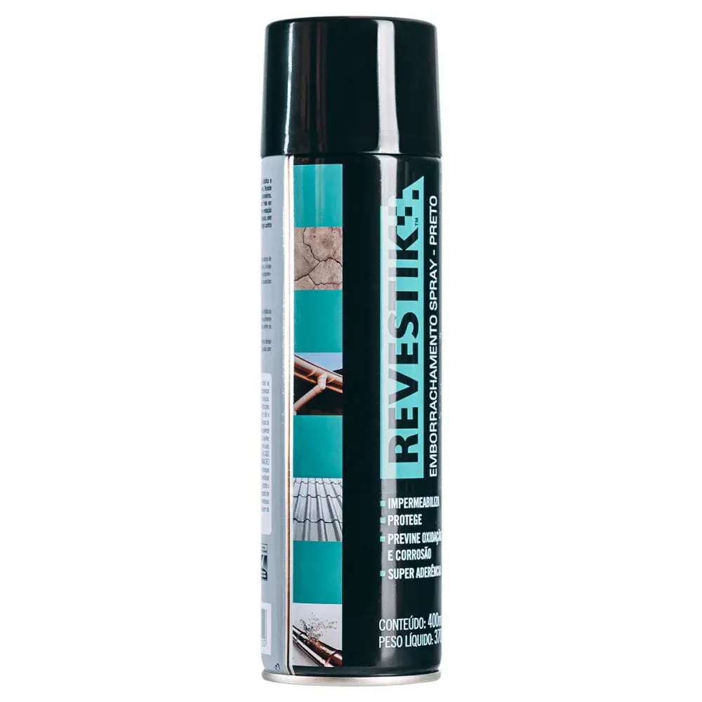 Borracha líquida impermeabilizante em spray preto 400ML Revestik