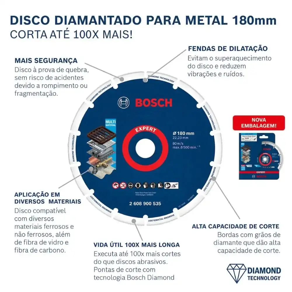 Disco de Corte Diamantado 7POL x 22,2mm para Metal EXPERT BOSCH — fotografia 10