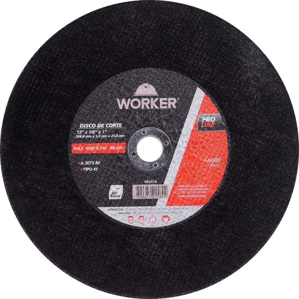 Disco corte aço 12 x 1/8 x 1 Worker — fotografia 5