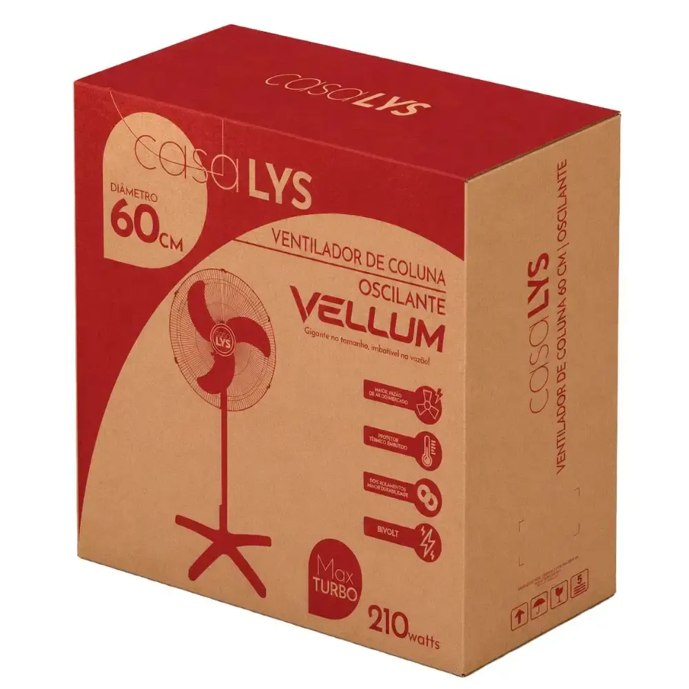 Ventilador de coluna oscilante vellum 60 CM 210W bivolt com chave seletora casa LYS — fotografia 7