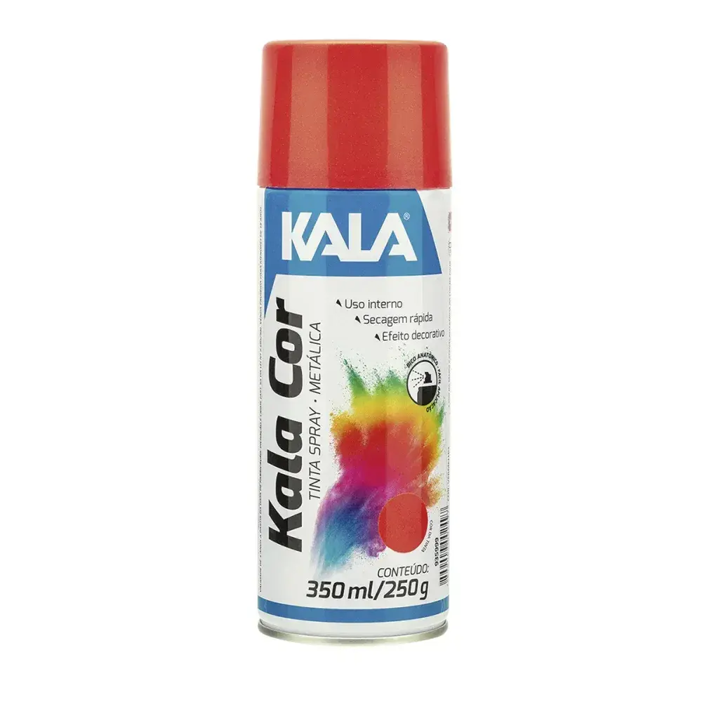 Tinta spray metálico vermelho 350ML Kala — fotografia 2