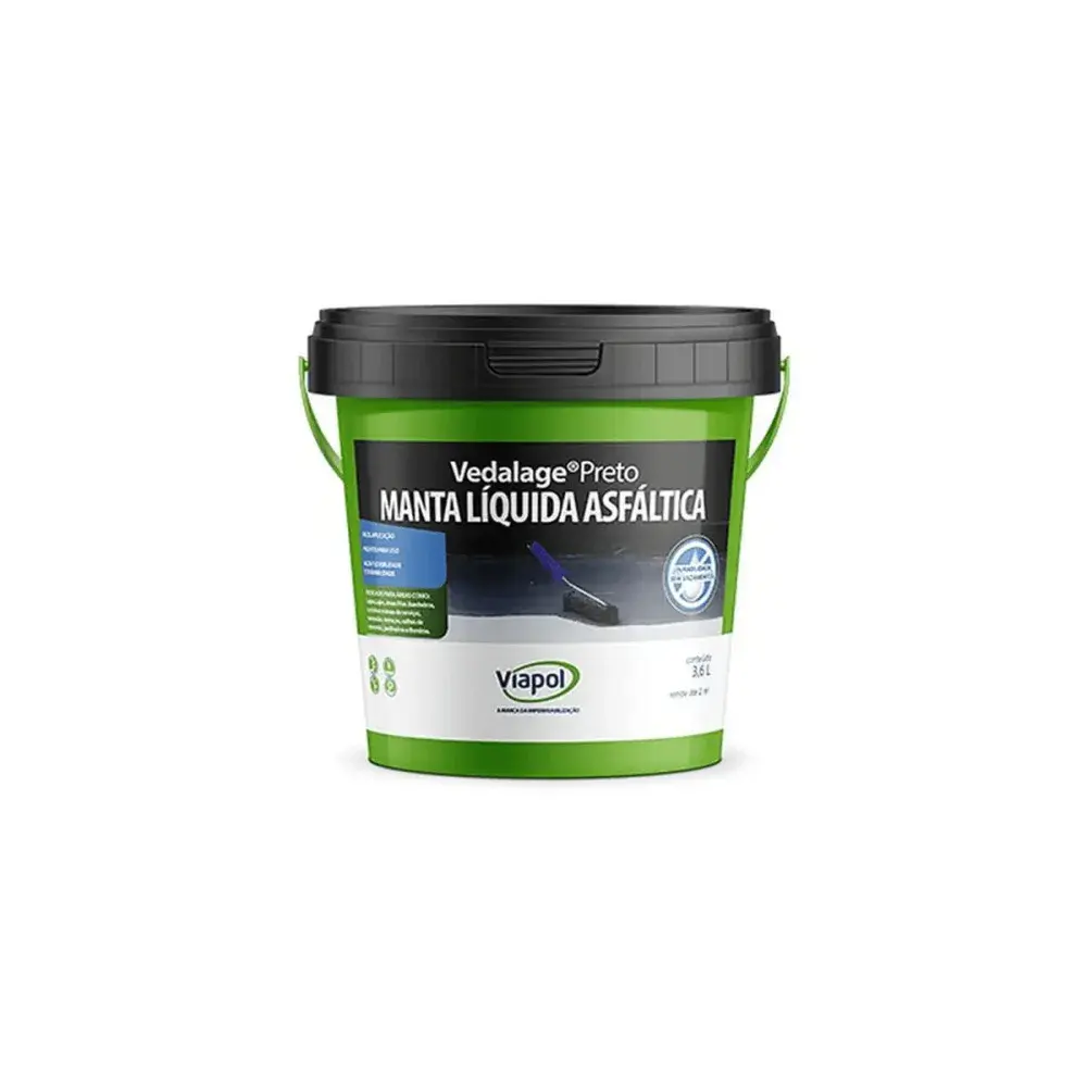 Manta liquida vedalage na cor preta com 3,6L da Viapol