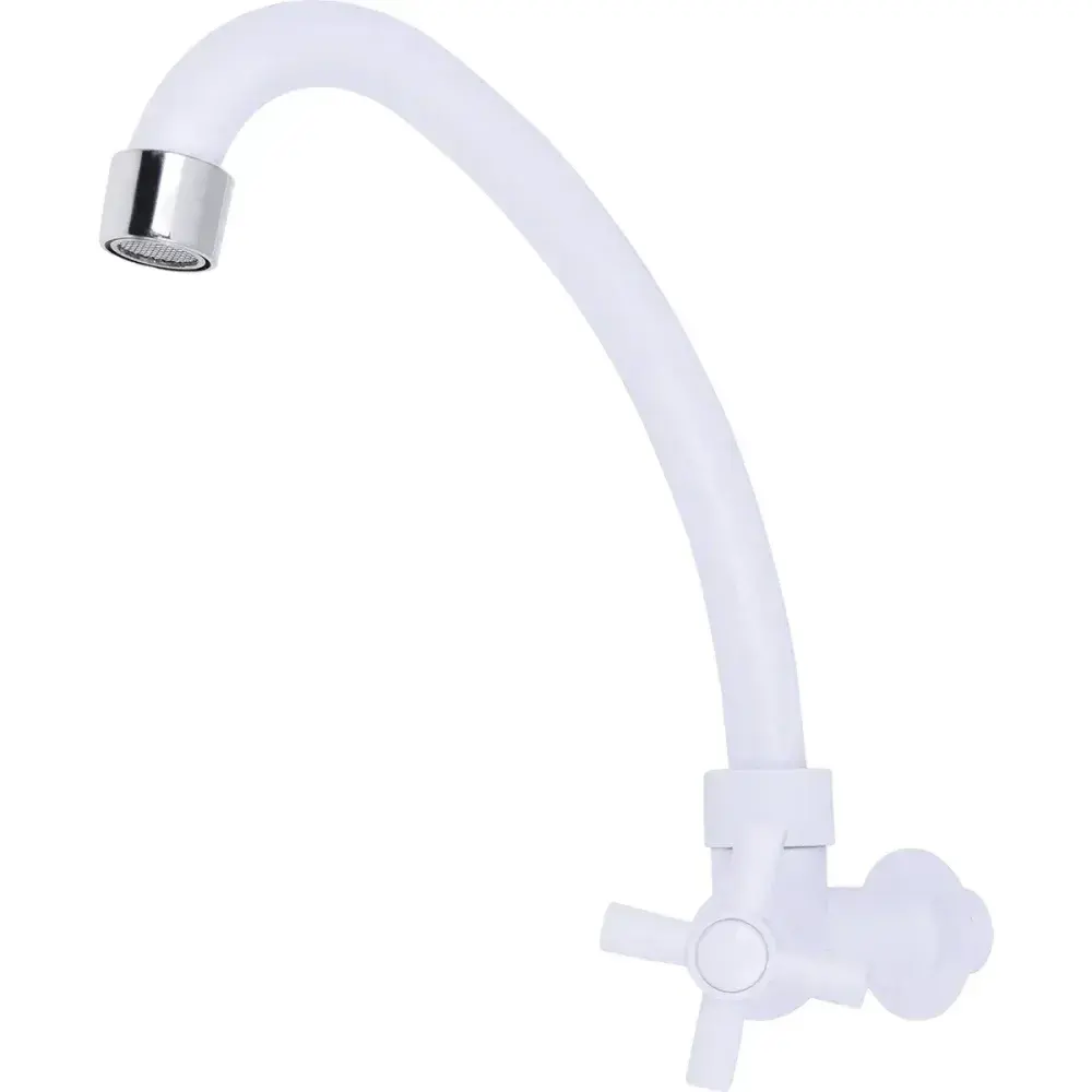 Torneira de parede com bica móvel 1/4 abs branco C66 Liege — fotografia 5