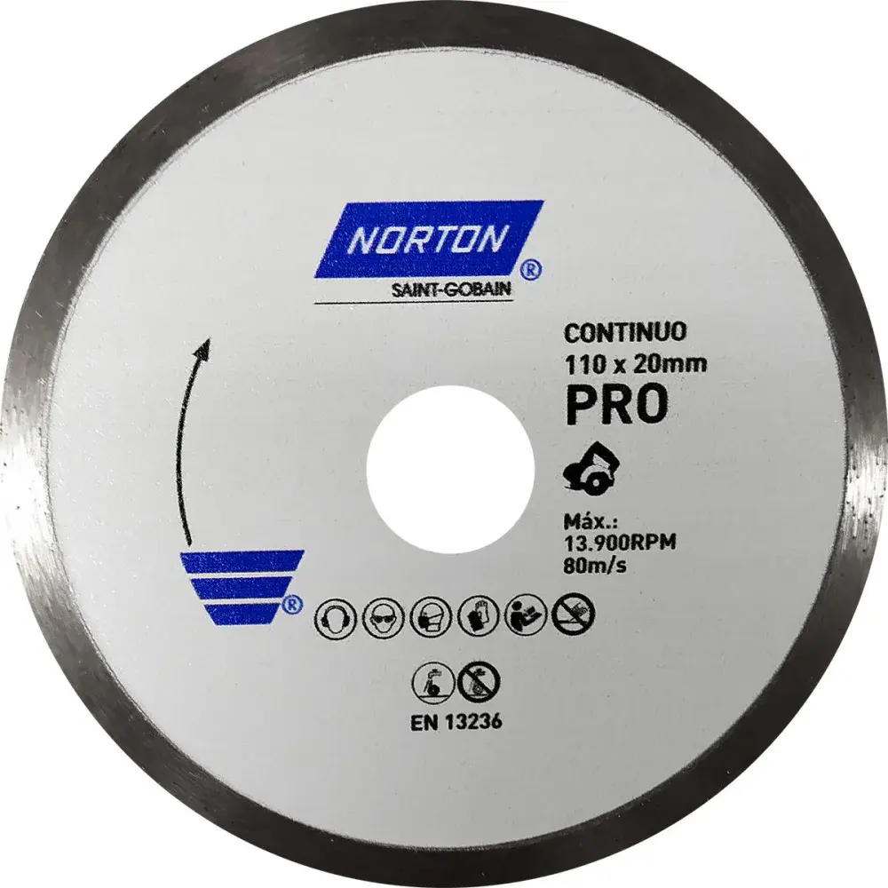 Disco diamantado pro contínuo para serra mármore 110X20MM Norton — fotografia de referência