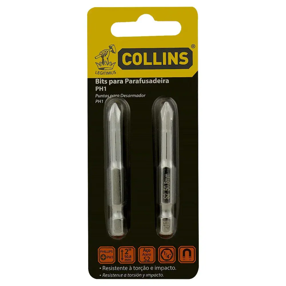 Bits parafusadeira PH1 ponta simples 2 peç 1/4 2COLLINS Collins — fotografia de referência