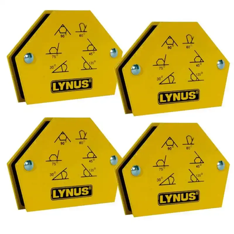 Esquadro magnético hezagonal para soldador 12 KG EML-12A kit com 4 peças Lynus — fotografia de referência