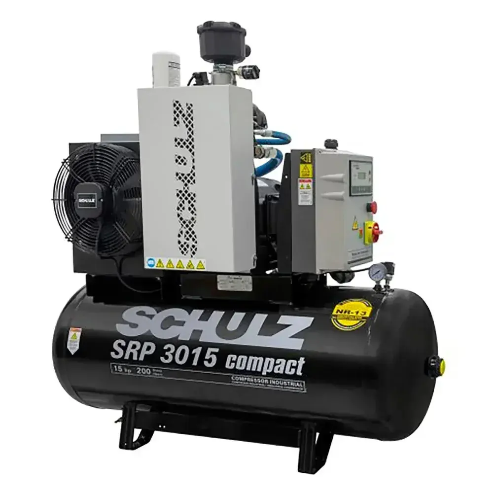 Compressor de ar parafuso 131PSI 15HP trifásico 220V Schulz — fotografia 4