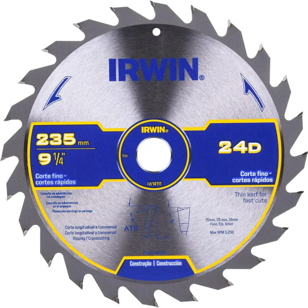 Disco de corte fino 9.1/4 com 24 dentes Irwin
