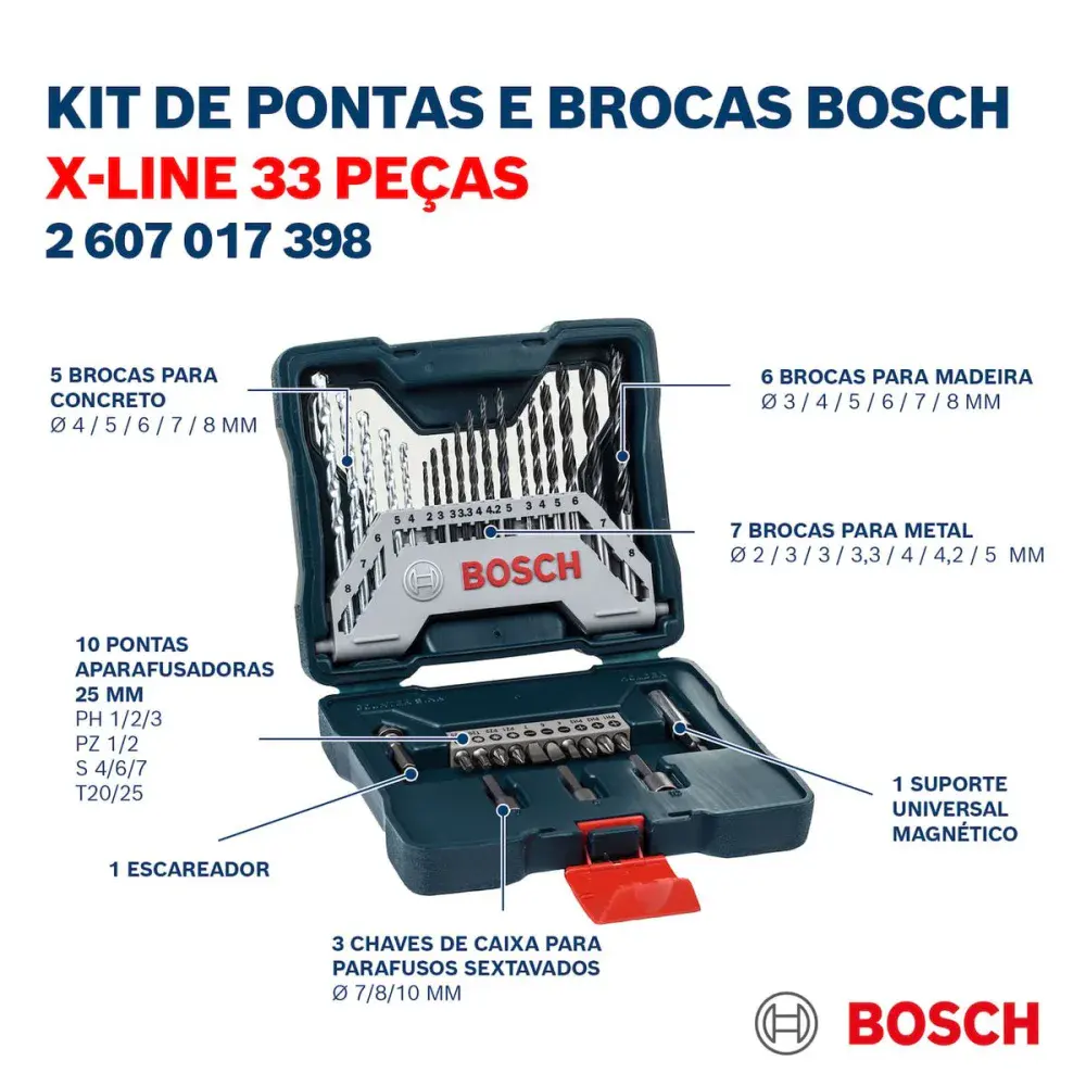 Jogo de pontas e brocas x-line 33 peç Bosch — fotografia 6