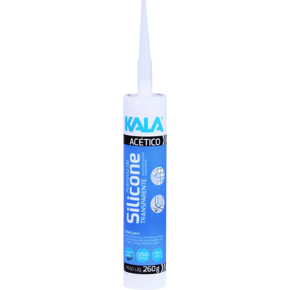 Silicone acético transparente 260G -40°C a 120°C Kala