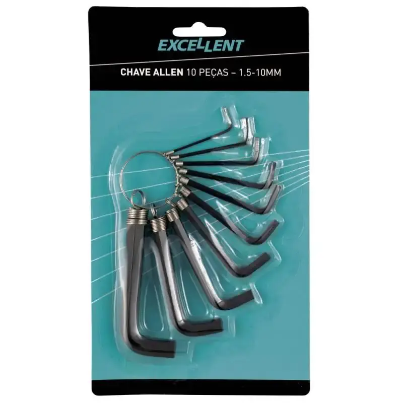 Jogo de chave hexagonal allen curta de 1.5 a 10 MM kit 10 peças 3LN Eda — fotografia 2