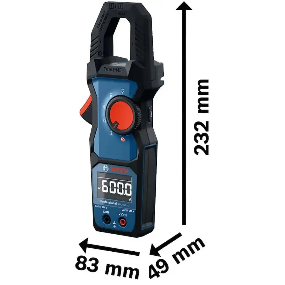 Alicate amperímetro digital 600V trms GMC 600-15 Bosch — fotografia 5
