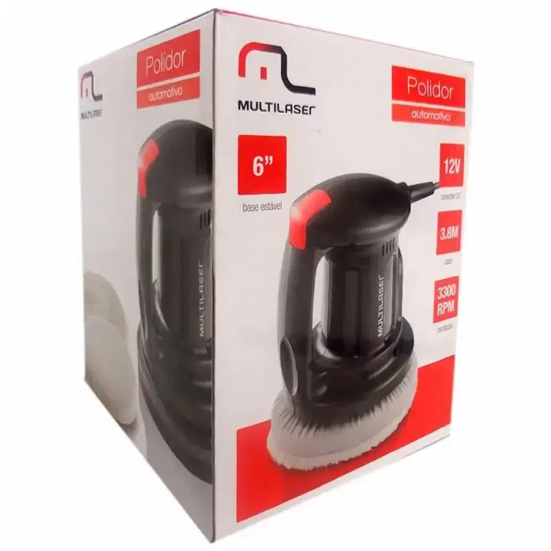 Politriz Orbital Automotiva 12V 6 POL 150MM Cabo 3.8M AU605 c/ 2 Boinas MULTILASER — fotografia 4