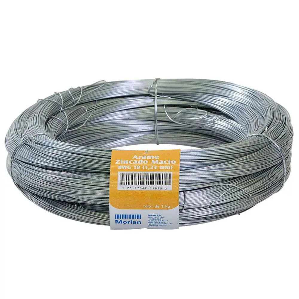 Arame liso bwg 18 galvanizado 1,24MM 1KG Morlan