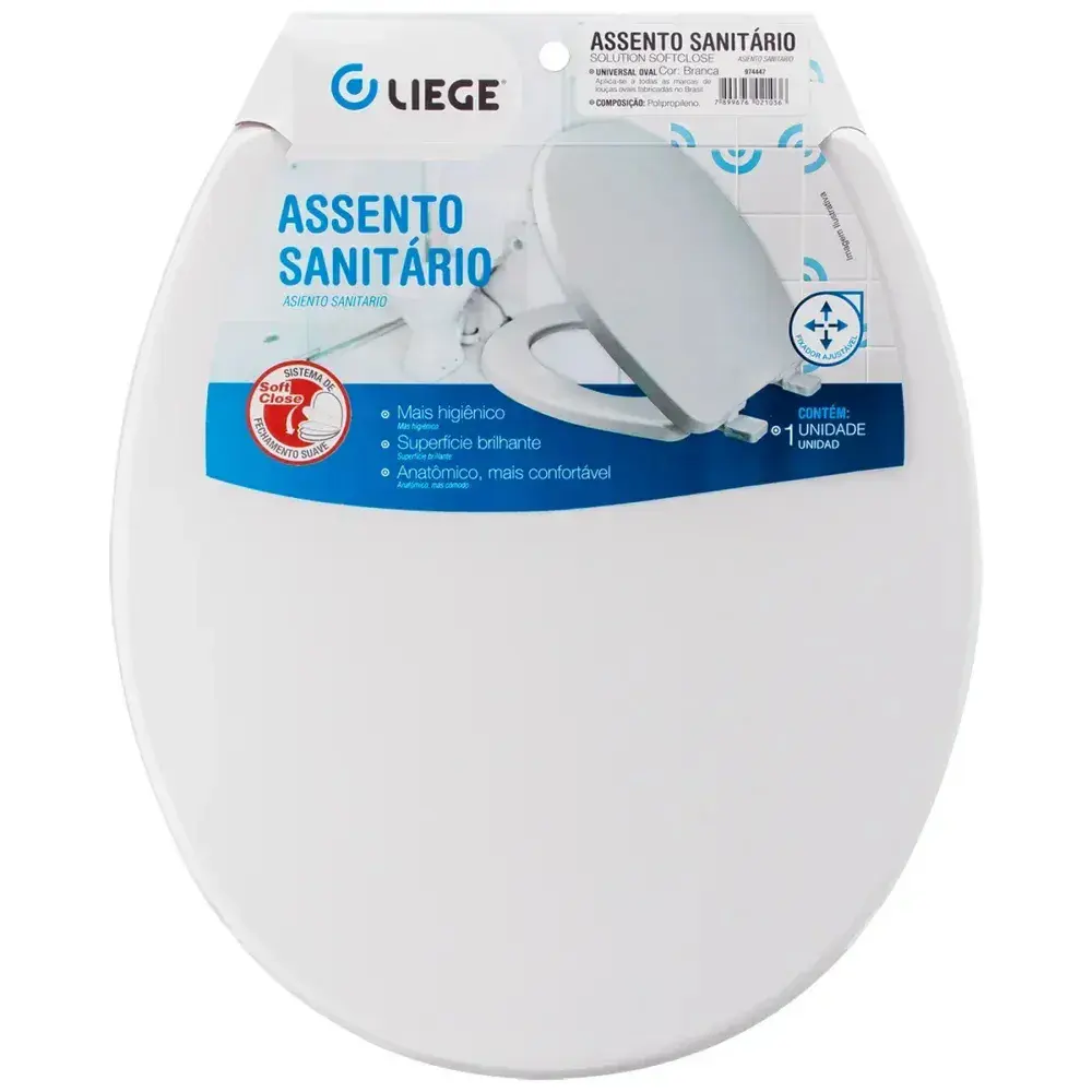 Assento sanitário soft close pp branco Liege — fotografia 5