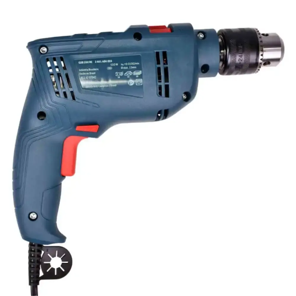 Furadeira de impacto 1/2 polegadas 550W com reversão GSB550 com estojo 30 peças x-line titânio Bosch 220 V — fotografia 3