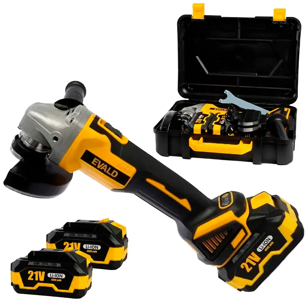 Esmerilhadeira angular 5 POL 21V brushless com 2 baterias 4,0AH e carregador bivolt EV-EV20V Evald — fotografia de referência