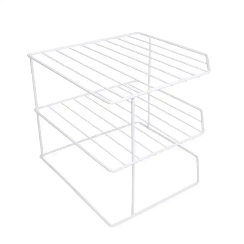 Organizador porta pratos horizontal viena 3 níveis em aço branco 990801 BEL — fotografia 4