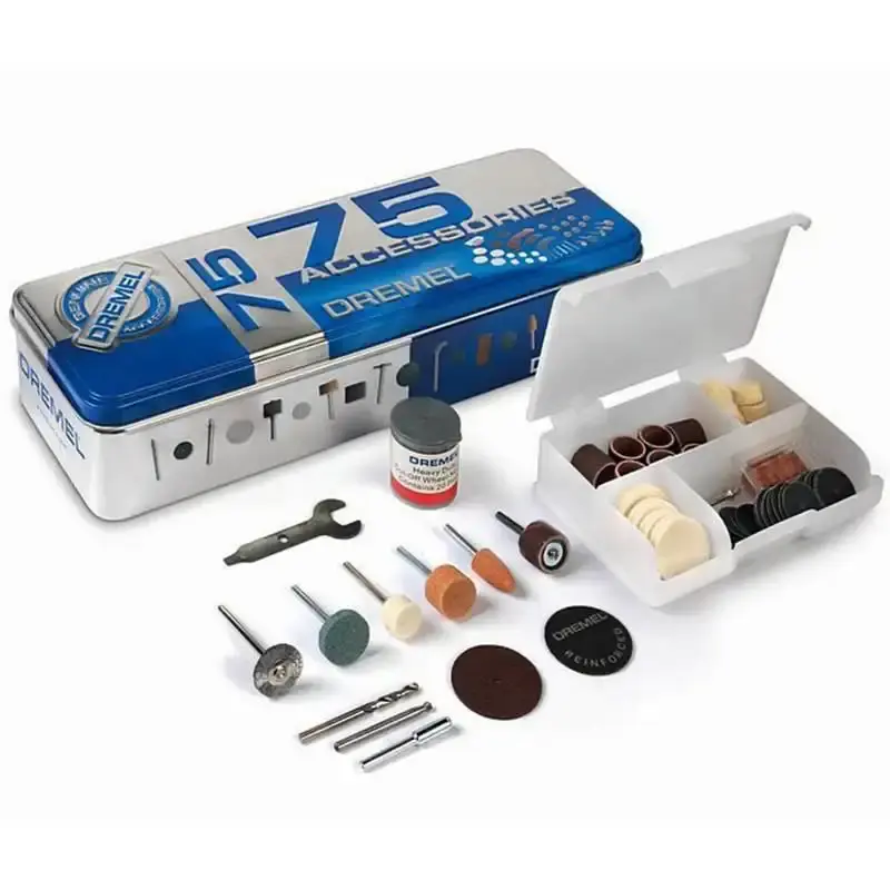 Kit para Retífica Dremel c/ 75 Acessórios para Uso Geral + Caixa Metálica DREMEL — fotografia de referência