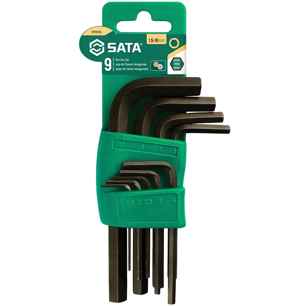 Jogo chave hexagonal curta 1,5 a 10 MM com 9 peças Sata